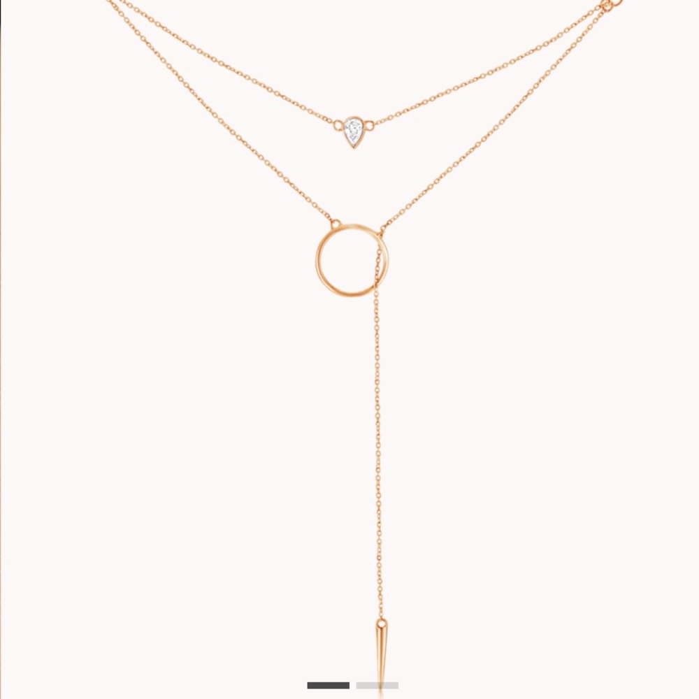 Joie De Viv 18K Solid Yellow Gold Diamond Necklace